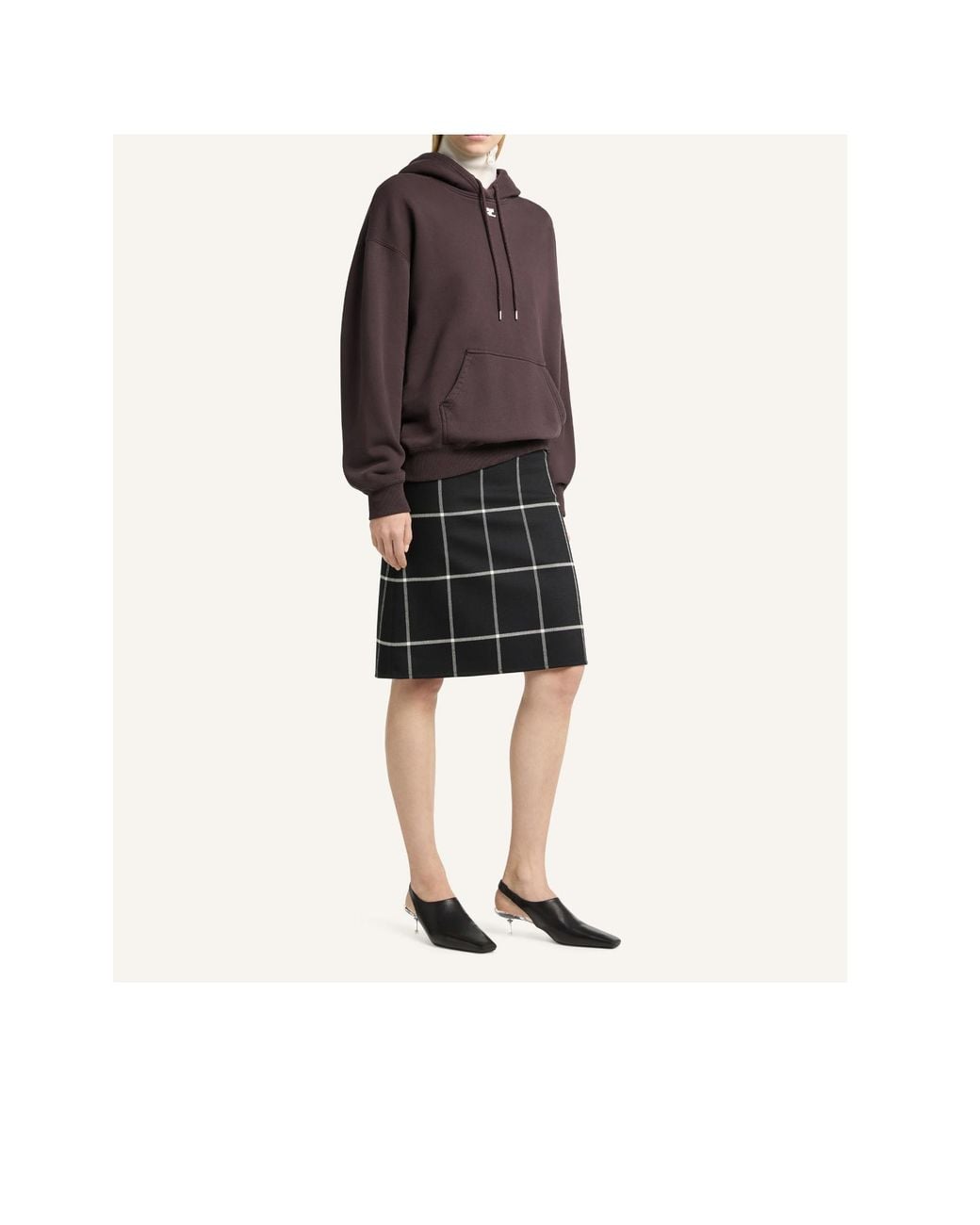 Courreges Brown Logo-Patch Cotton Hoodie