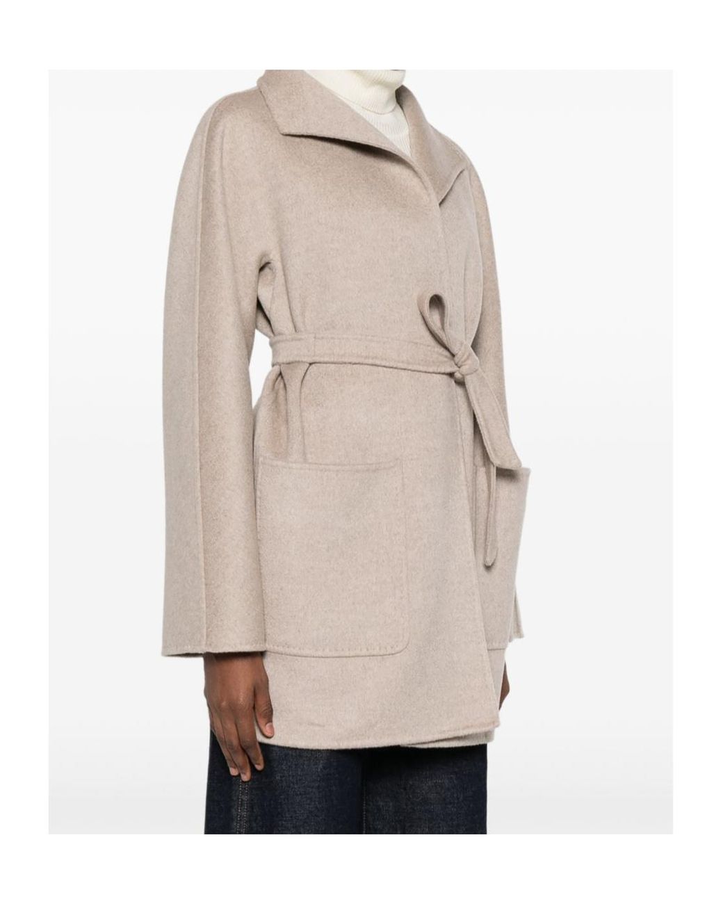 Max Mara Natural Belted Hooded Coat