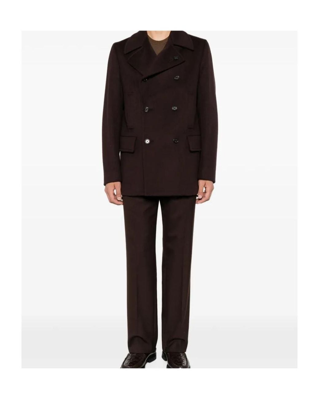 Lardini Brown Double-Breasted Coat for men