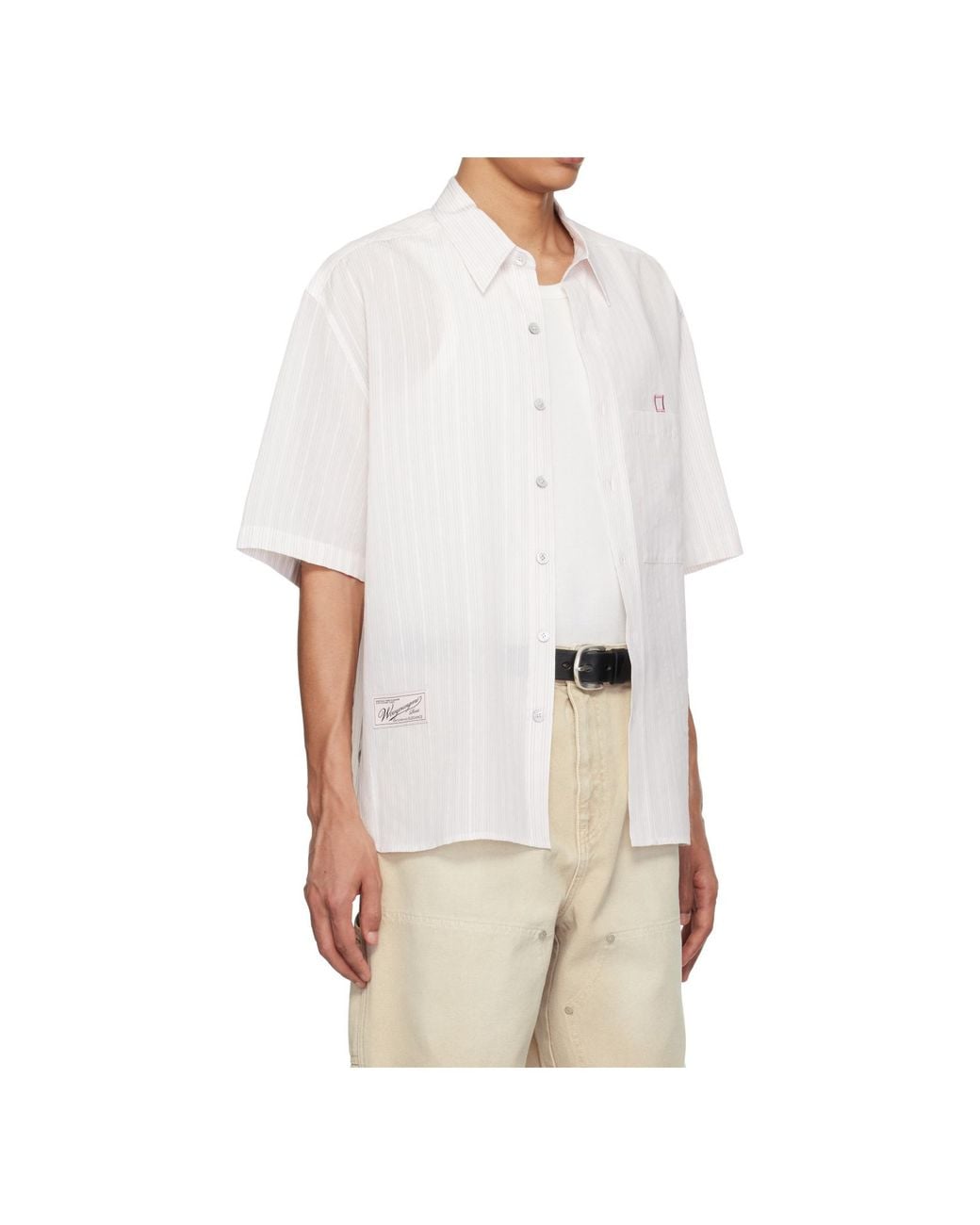 Wooyoungmi White Striped Print Shirt for men