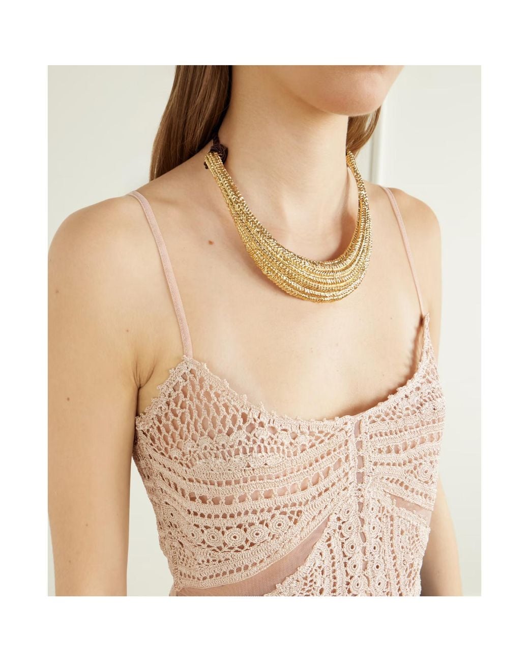 Ulla Johnson Natural Mollie Crochet And Tulle Top