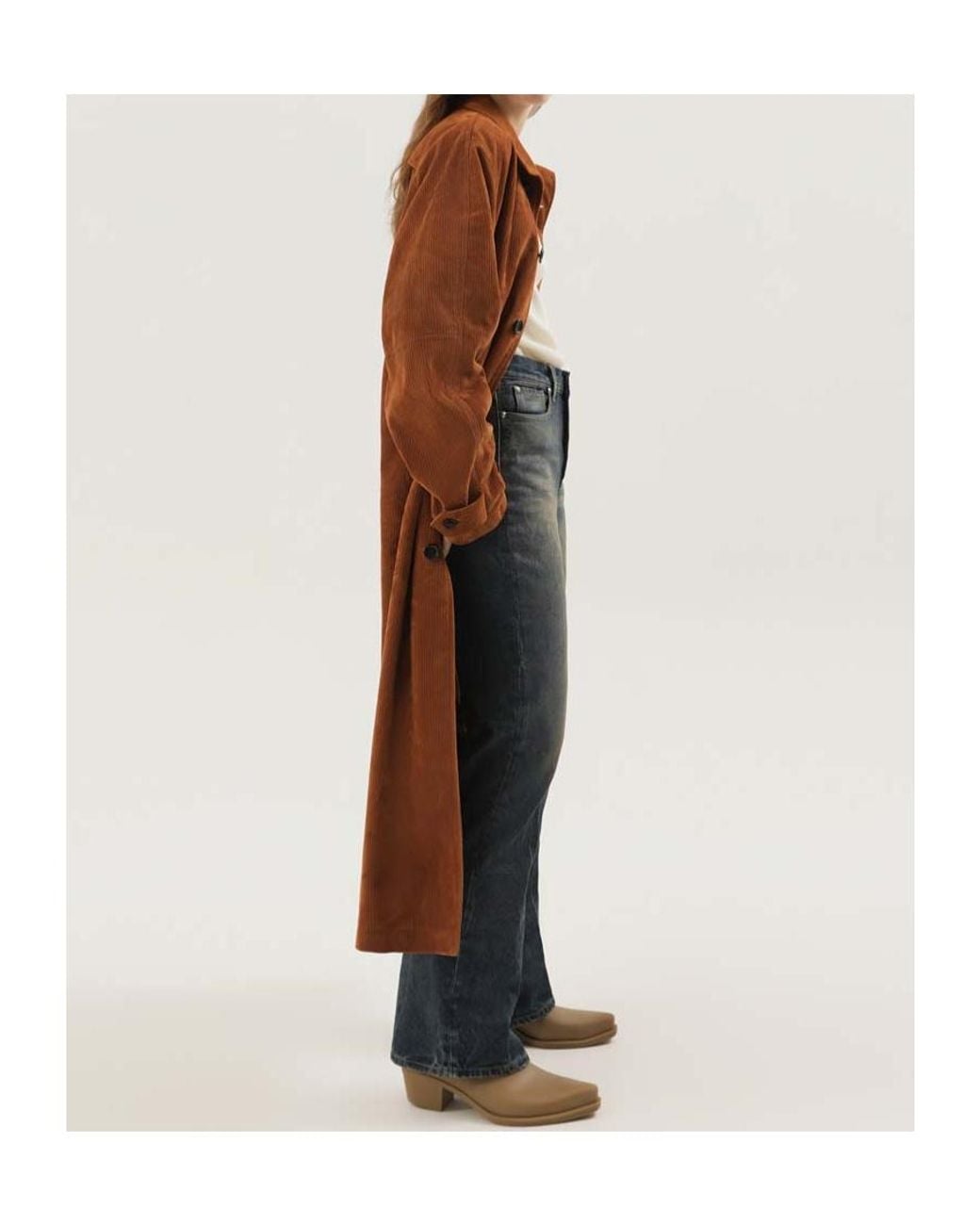 1989 STUDIO Brown Textured Longline Coat