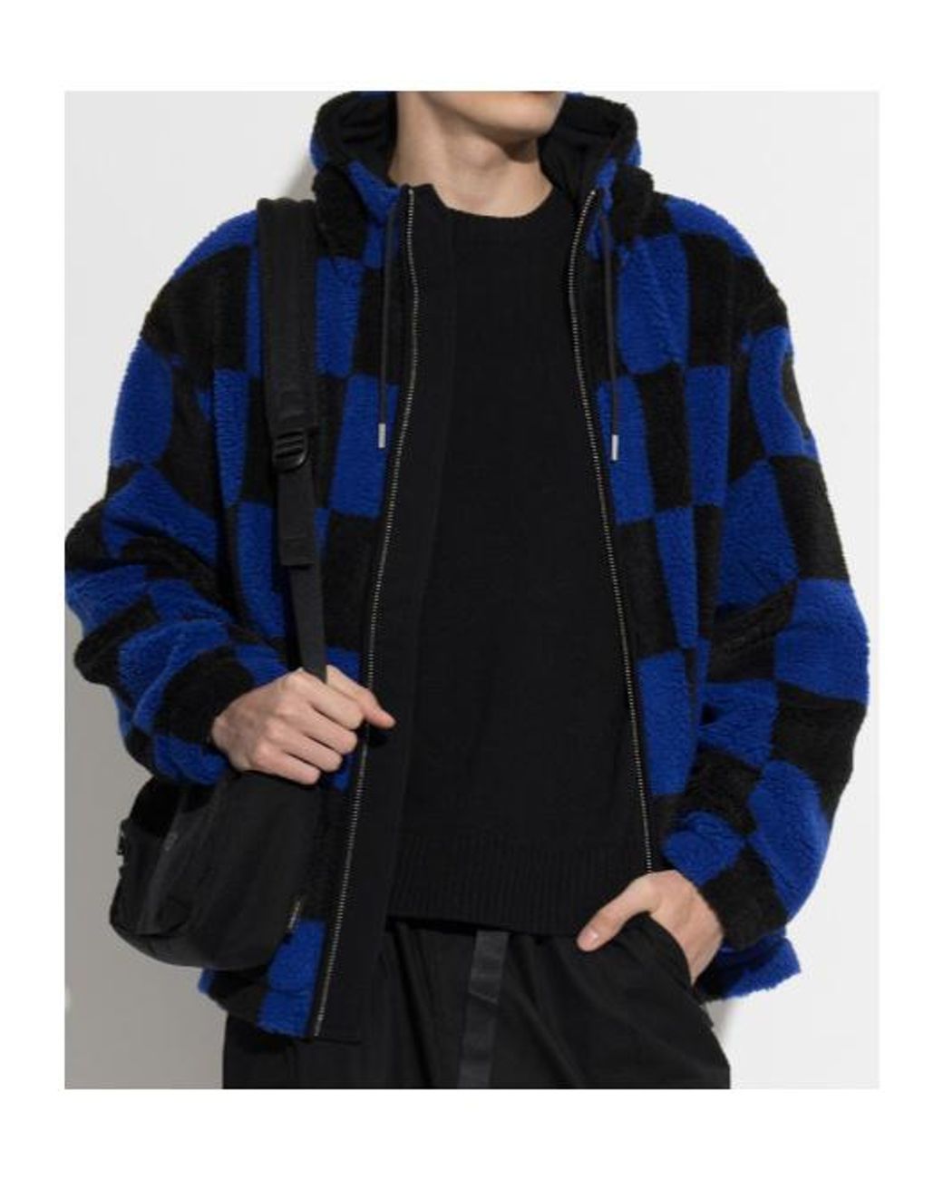 Canada Goose Blue Checked Fleece Hooded Jacket for men