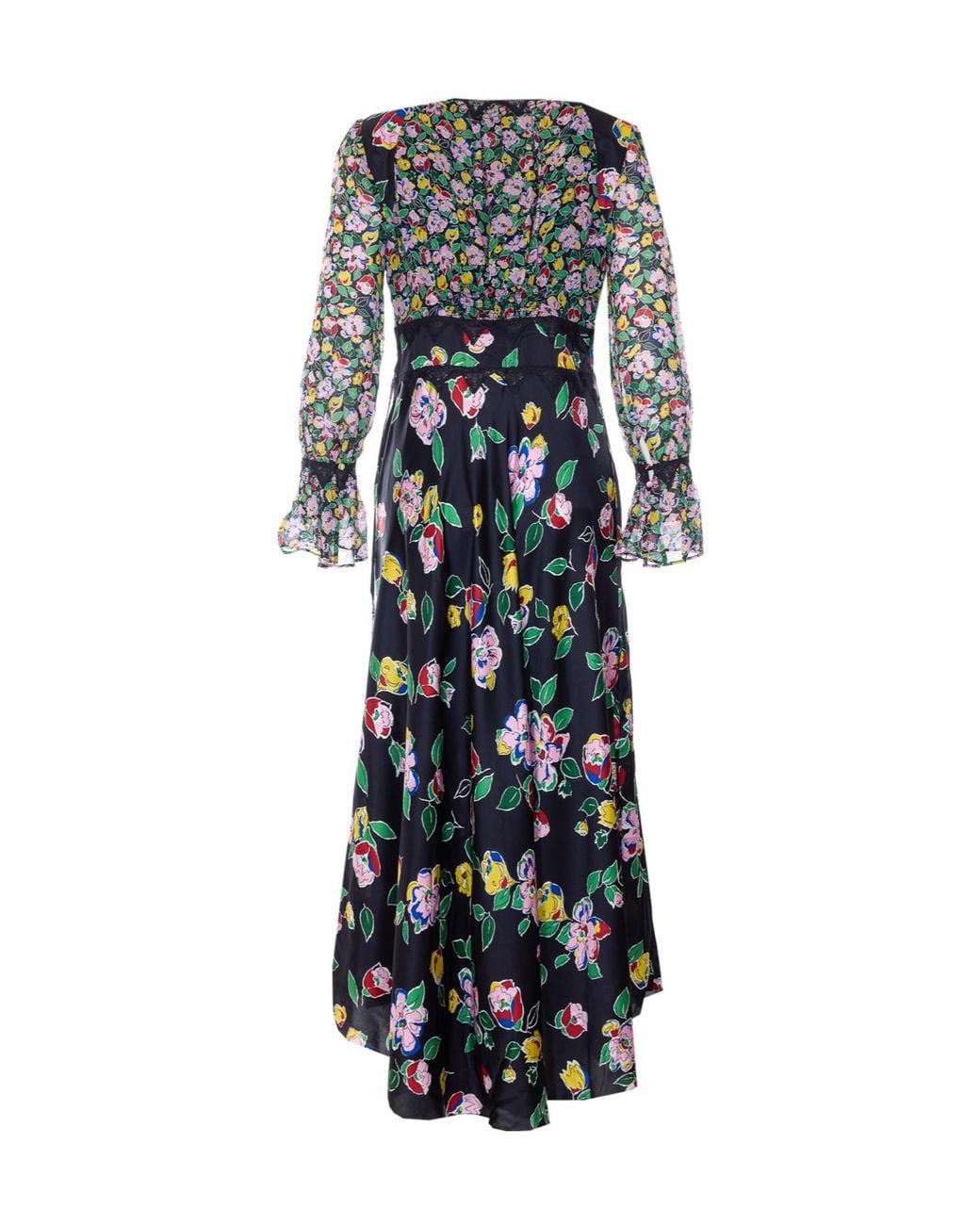 Rixo Black Long Sleeve Floral Dress