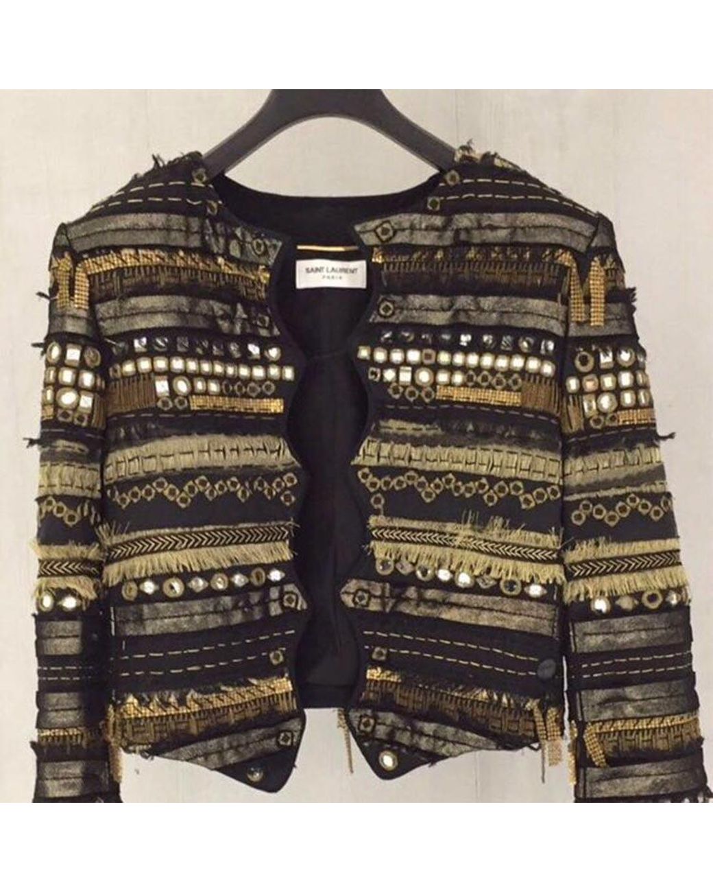 Saint Laurent Black Embroidered Fitted Jacket