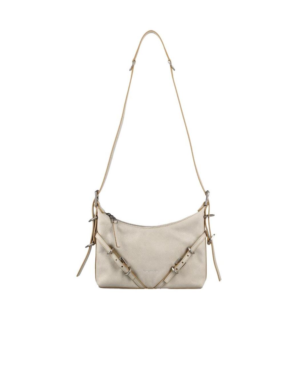 Givenchy White Logo Detailed Zipped Shoulder Bag