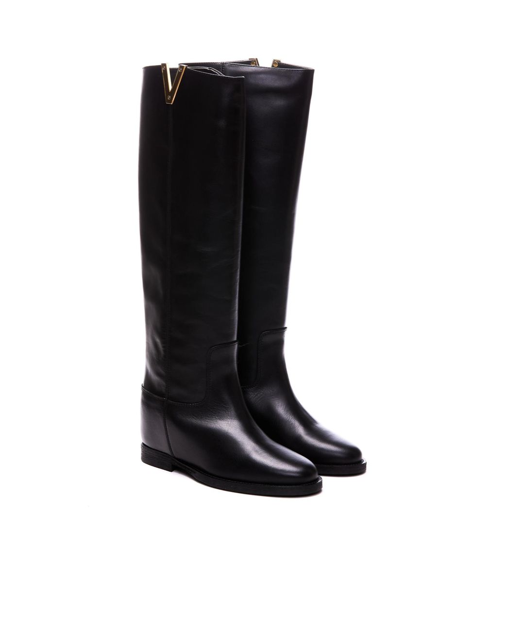 Via Roma 15 Black High Logo Detail Boots