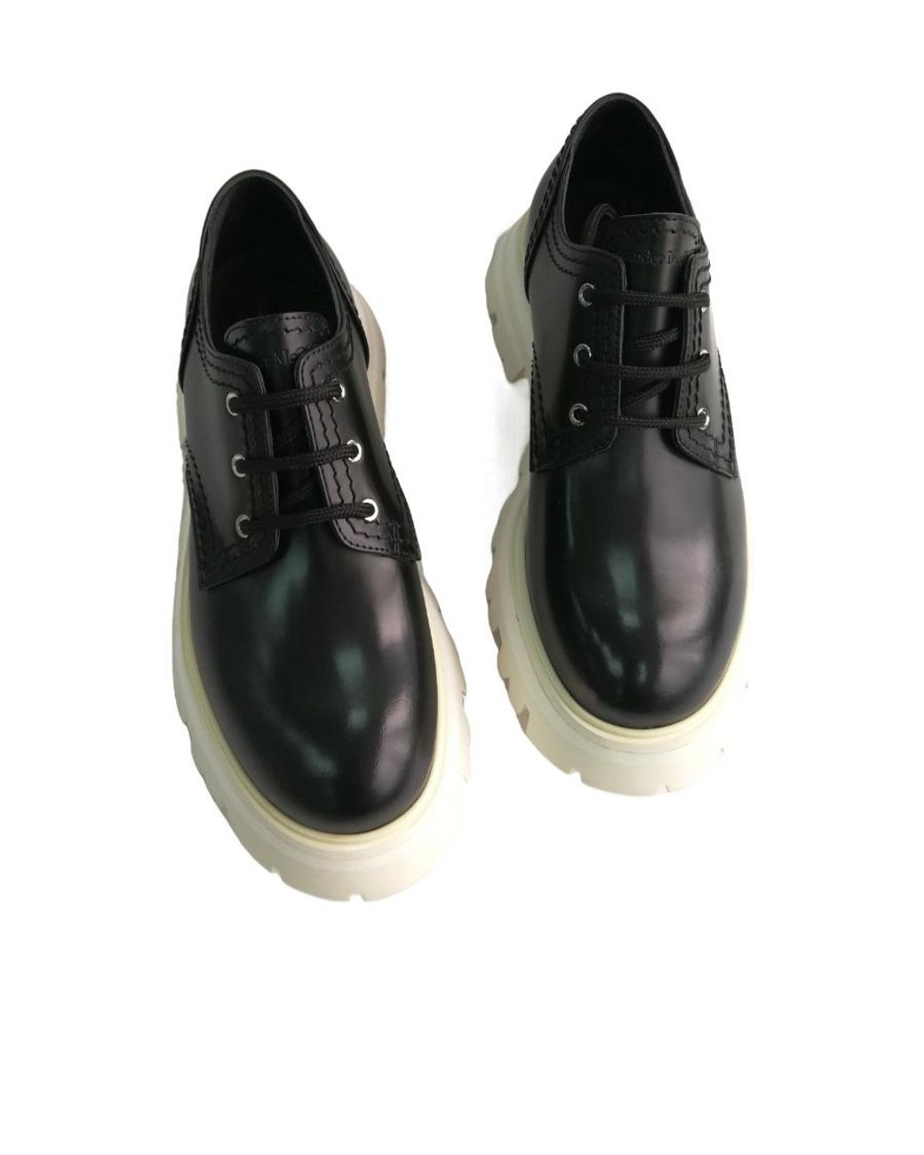 McQueen Black Lace-Up Platform Sole Casual Shoes