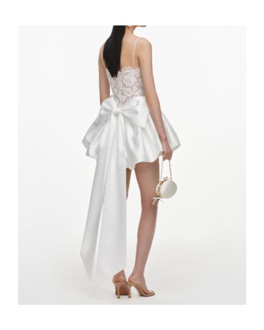 Self-Portrait White Sequin Lace Bow Mini Dress