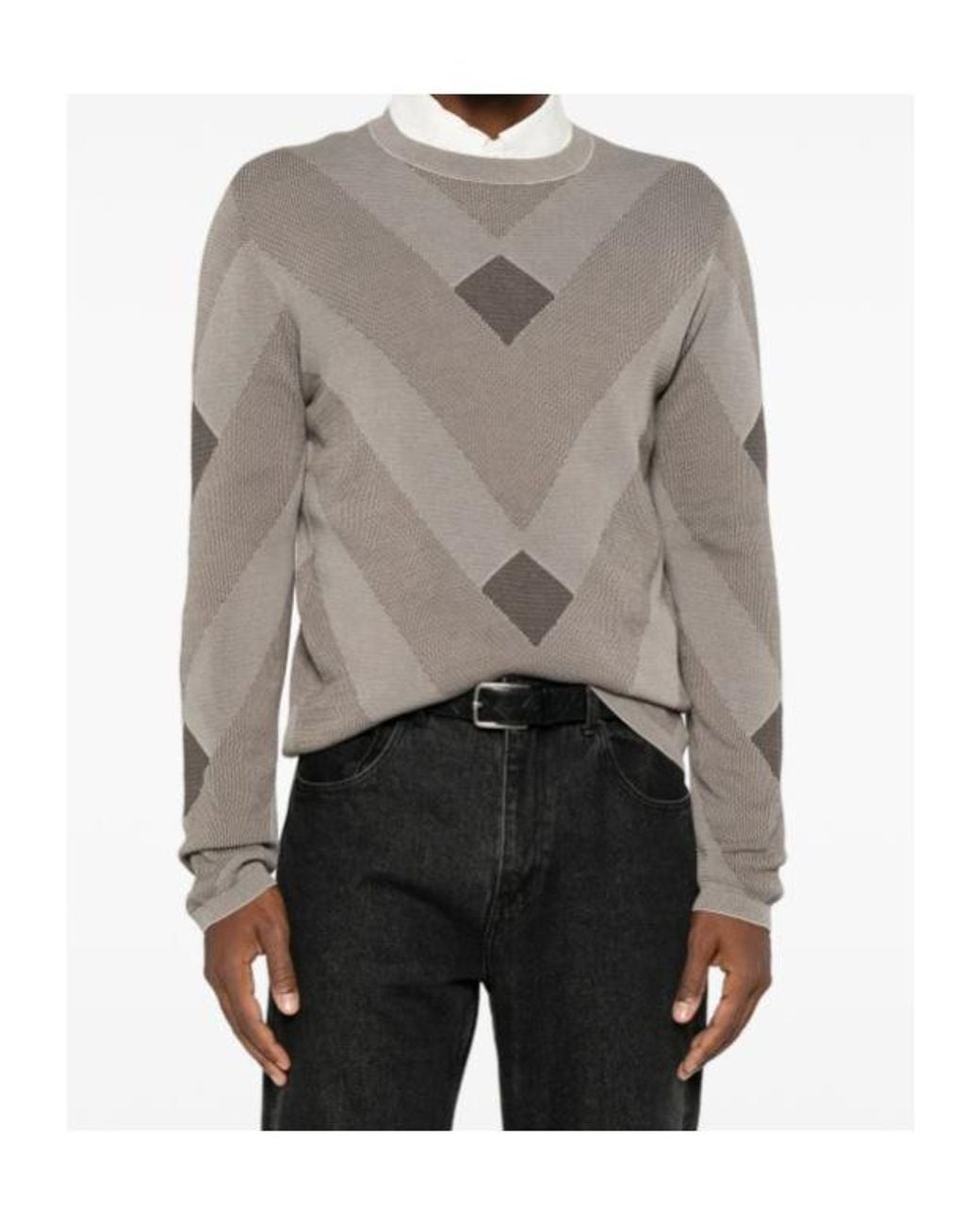 Emporio Armani Multicolor Diagonal Jacquard Pattern Sweater Signature Capsule for men
