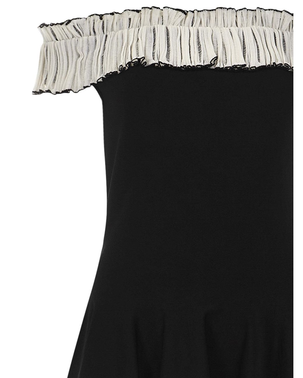 McQueen Black Off-Shoulder Flared Dress