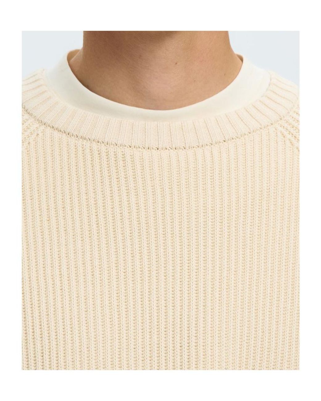 SELECTED Natural Cotton Knitted Pullover for men