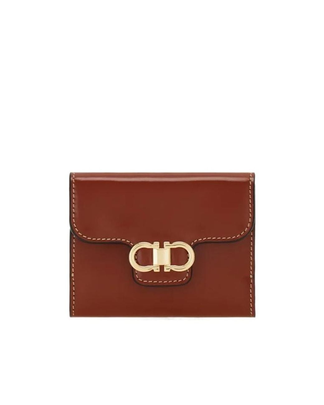 Ferragamo Brown Gancini Compact Wallet