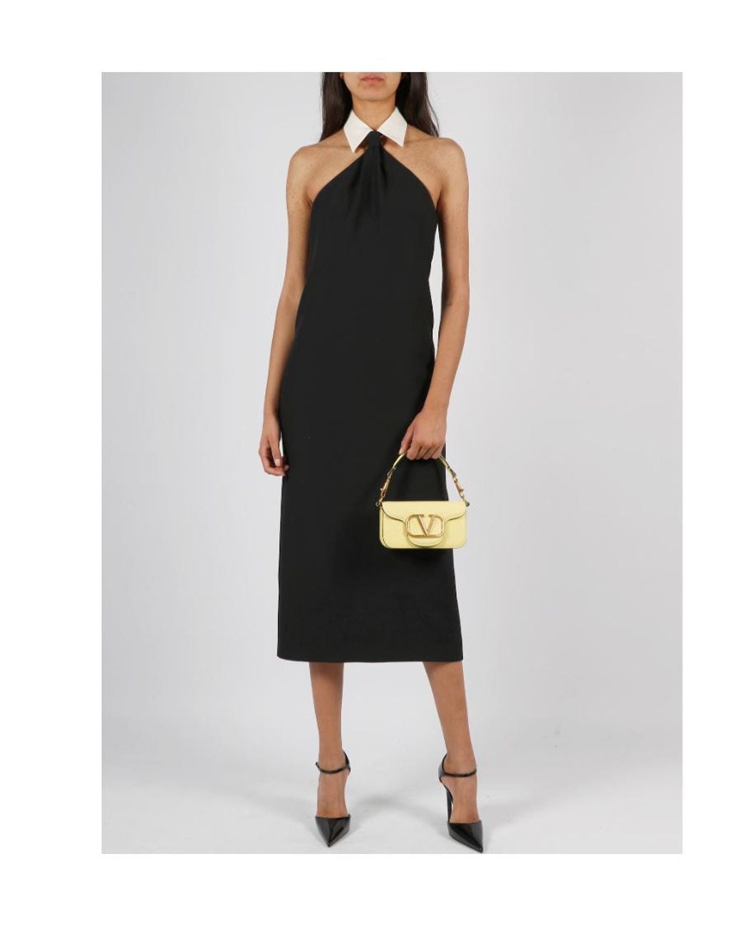 Valentino Black Open Back Sleeveless Midi Dress