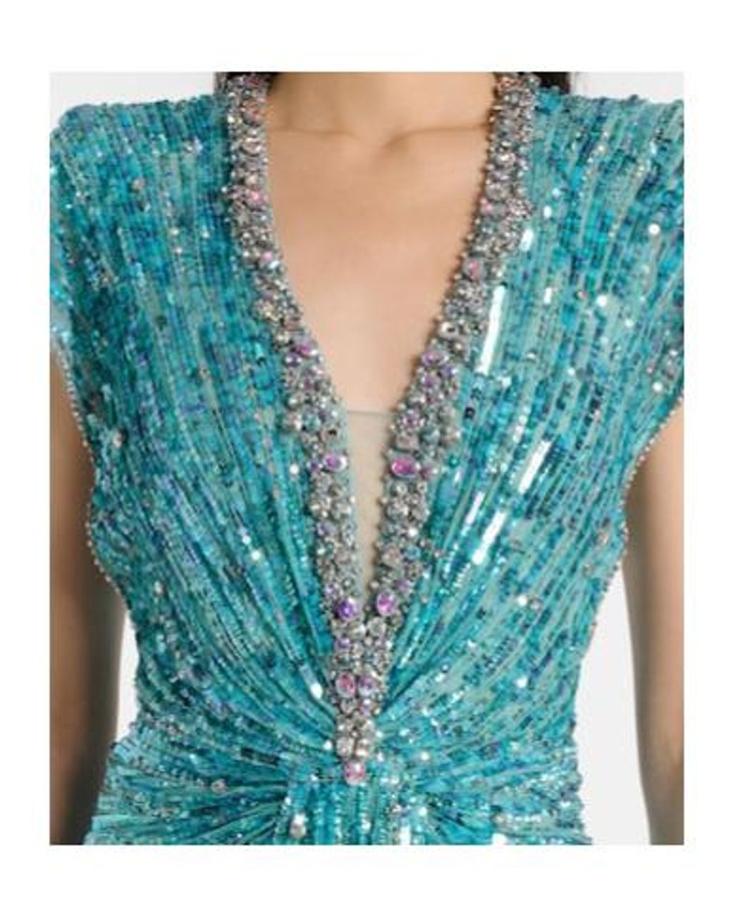 Jenny Packham Green Lacie Gathered Embellished Gown
