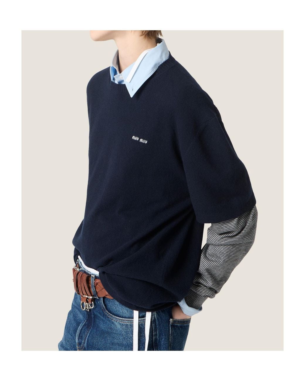 Miu Miu Blue Wool And Cashmere Sweater