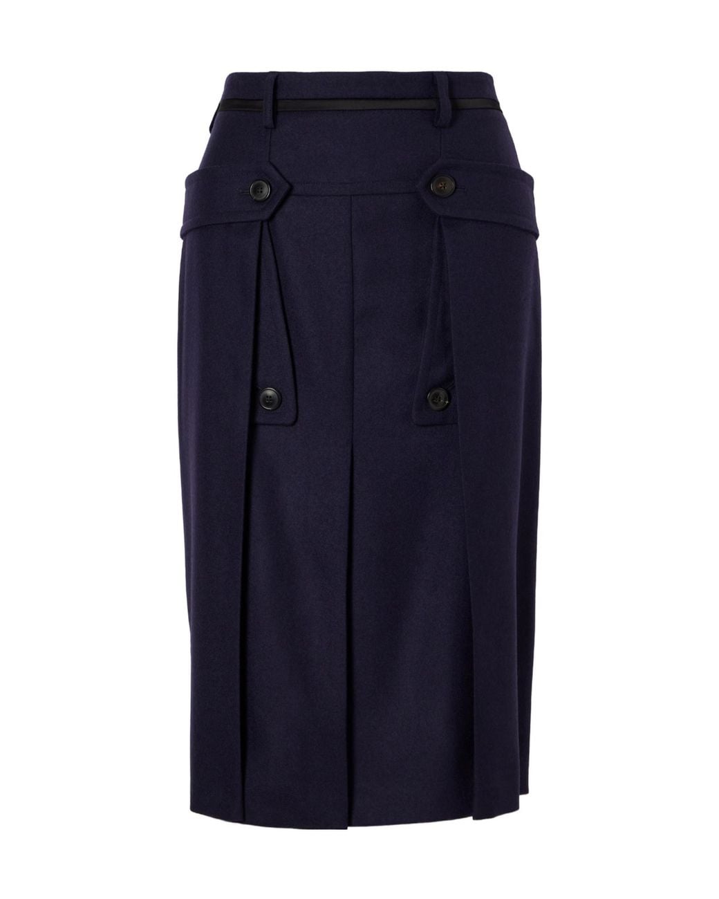 Dries Van Noten Blue Wool Midi Skirt