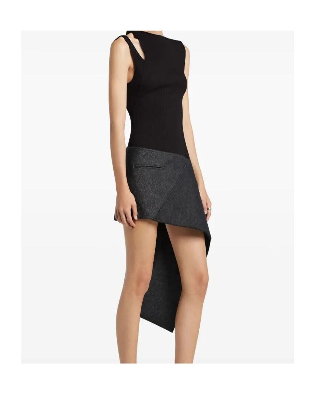 Courreges Black Courrèges Oblique 90's Rib Top
