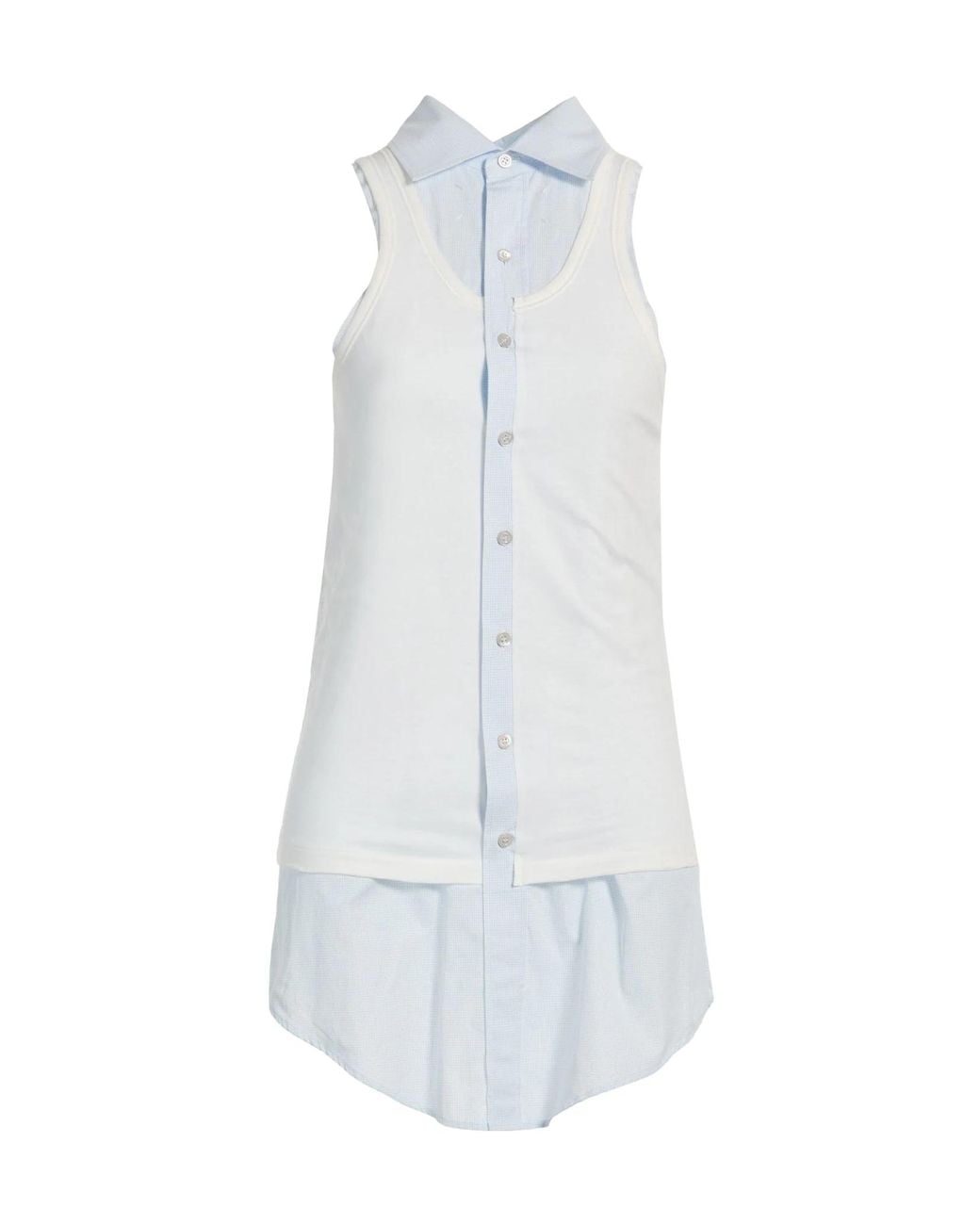Maison Margiela White Two-Tone Long Sleeveless Shirt