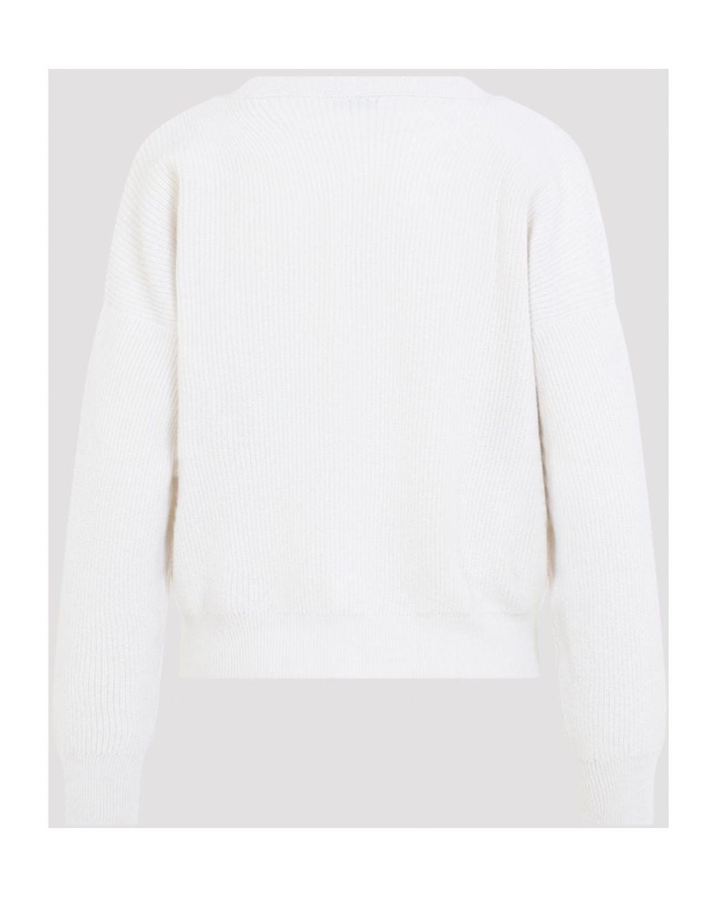 Peserico White Cropped V-Neck Cardigan