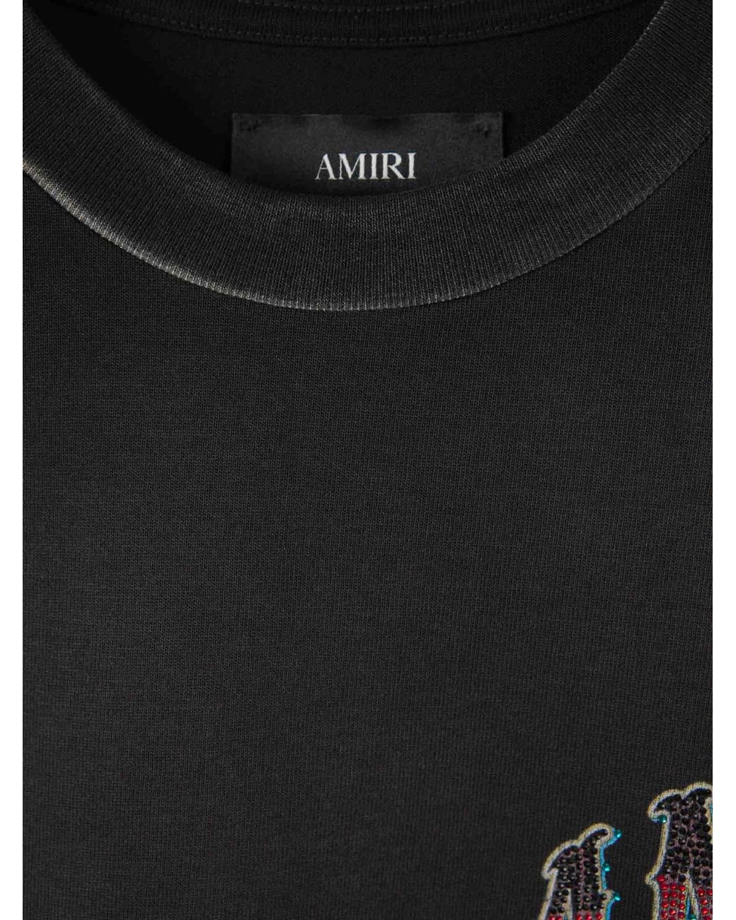 Amiri Black Crystal Logo Print T-Shirt for men
