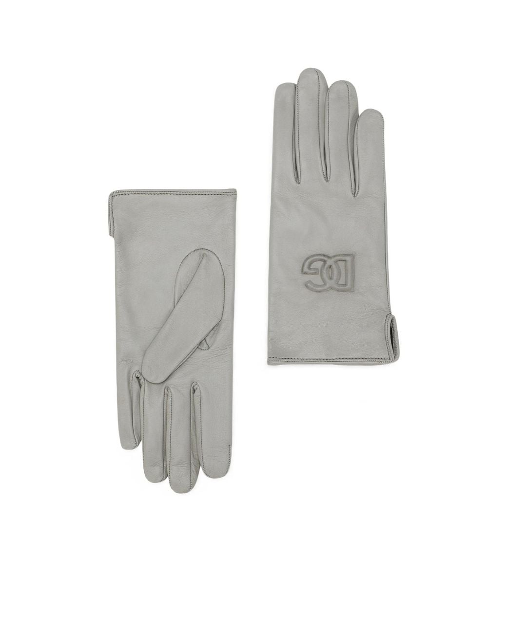 Dolce & Gabbana White Logo-Embossed Leather Gloves for men