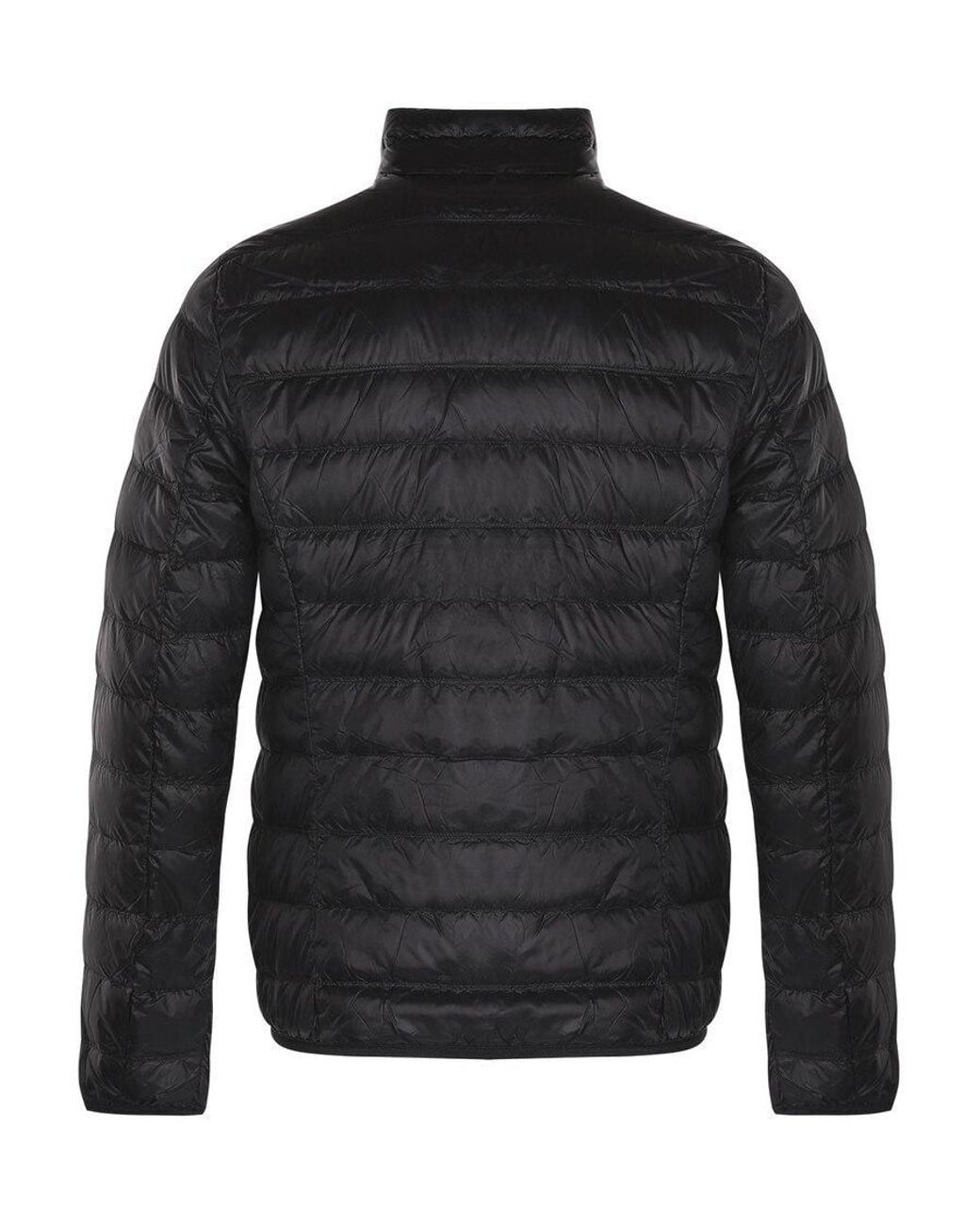 EA7 Black Logo Printed Zipped Puffer Jacket for men
