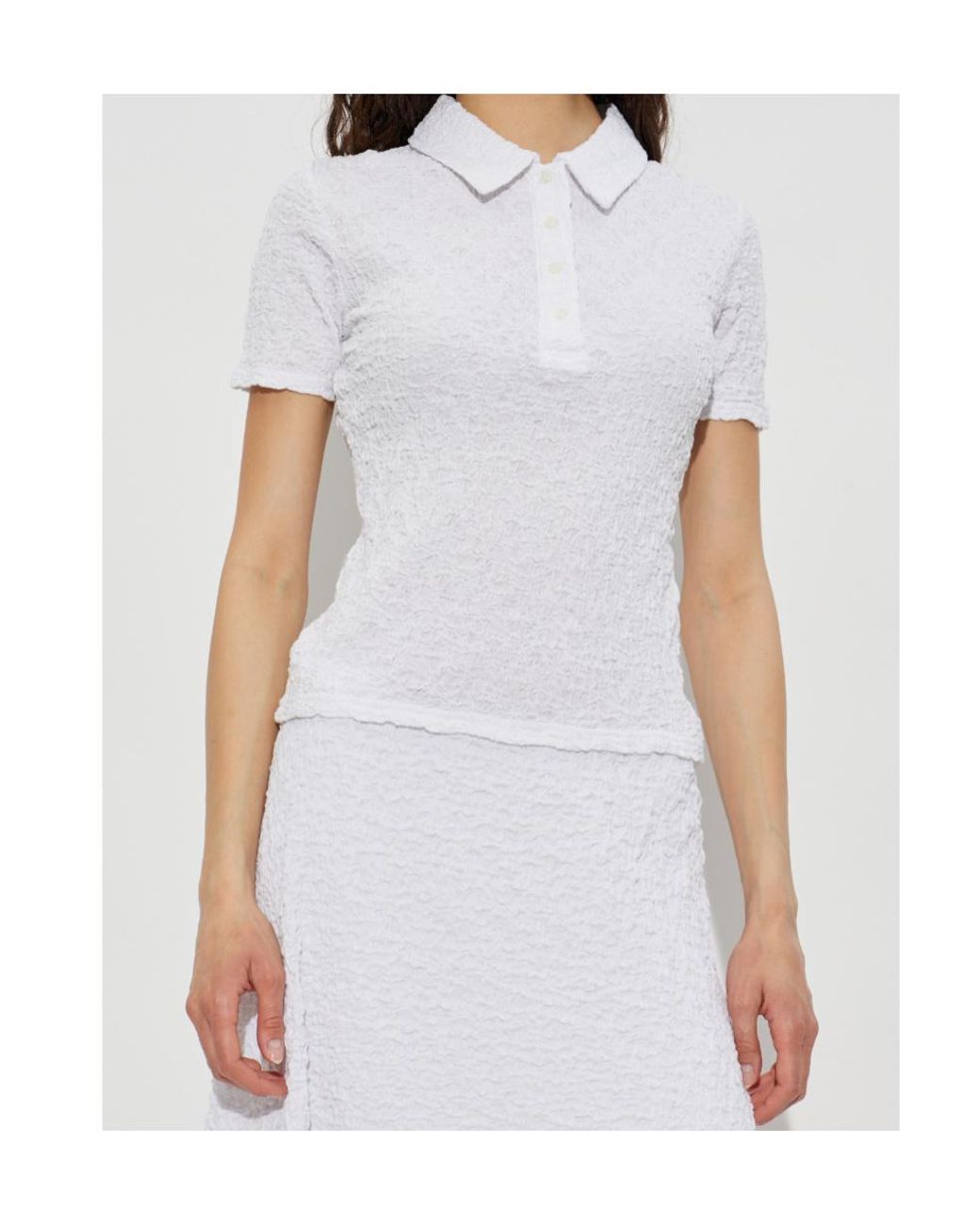 Samsøe & Samsøe White Samsøe Samsøe Sadaisy Textured Polo Top