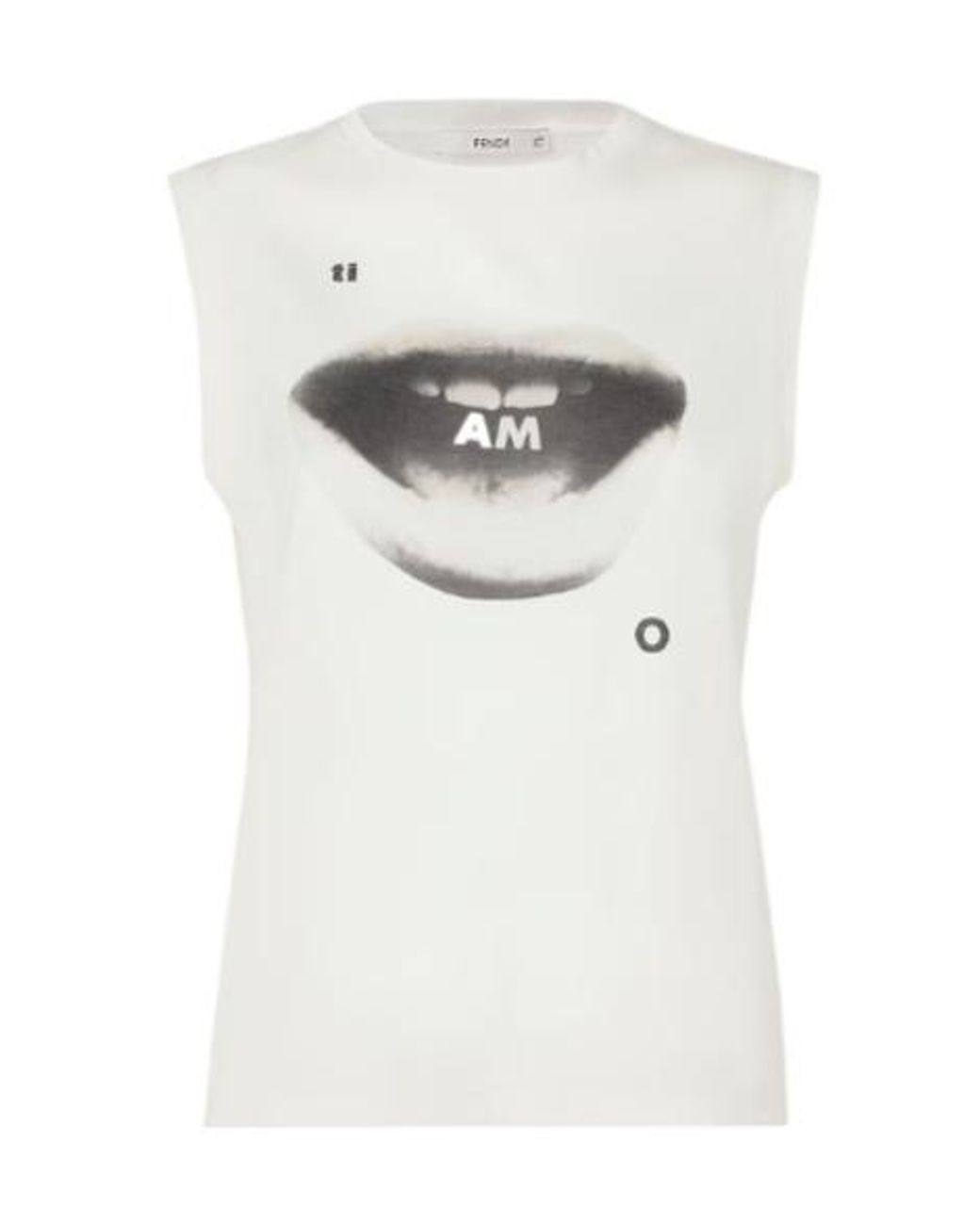 Fendi White Graphic-Print Sleeveless Top