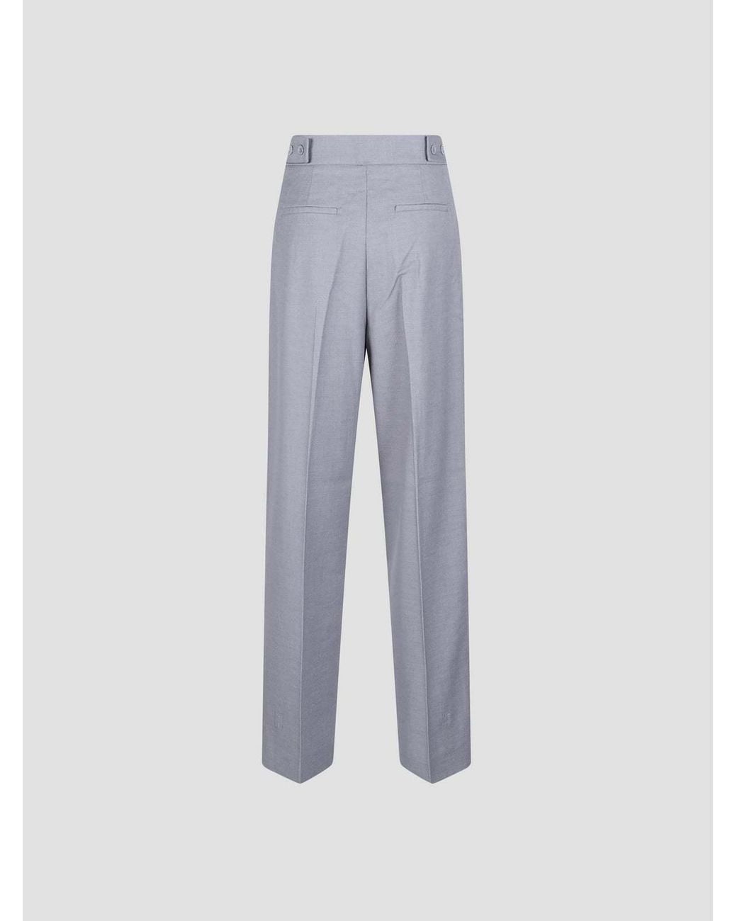 Frankie Shop Blue Pleated-Detail Casual Trousers