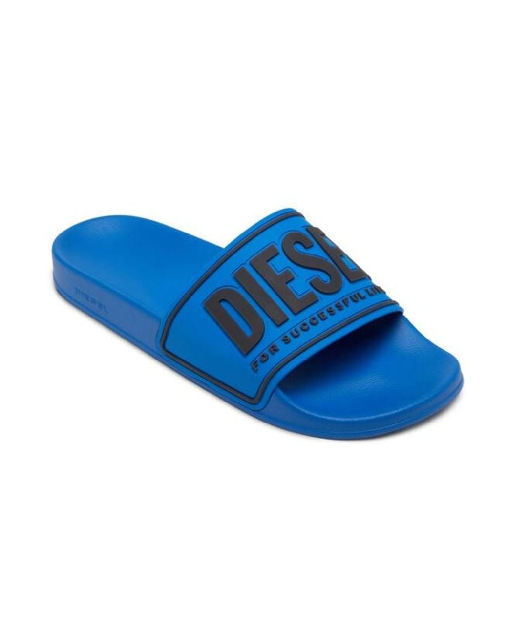 DIESEL Blue Sa-Mayemi Cc Logo Embossed Pool Slides for men
