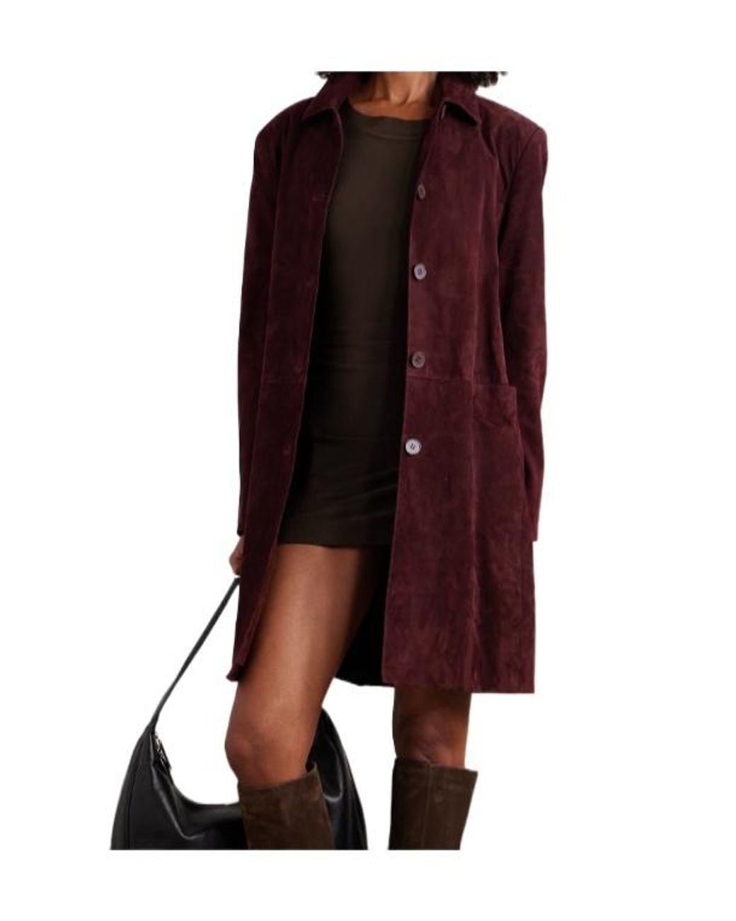 Nour Hammour Purple Long-Sleeved Leather Coat