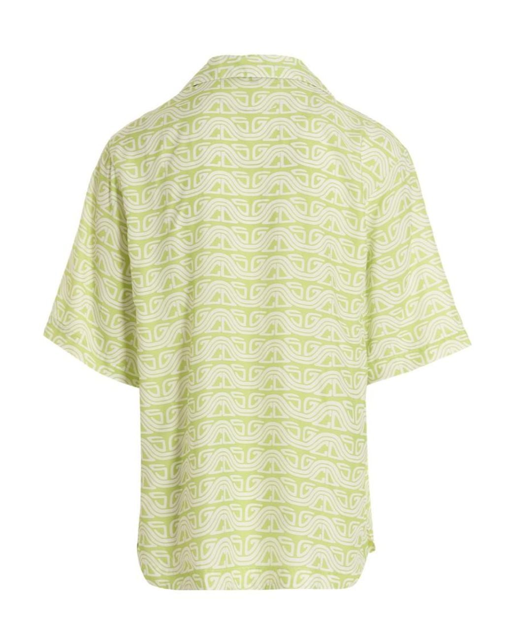 Gcds Yellow Waved Logo Printed Buttoned Shirt for men