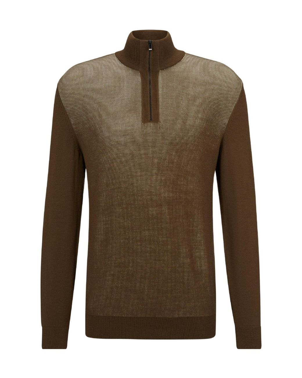 Boss Green Half-Zip Stand Collar Knit Sweater for men