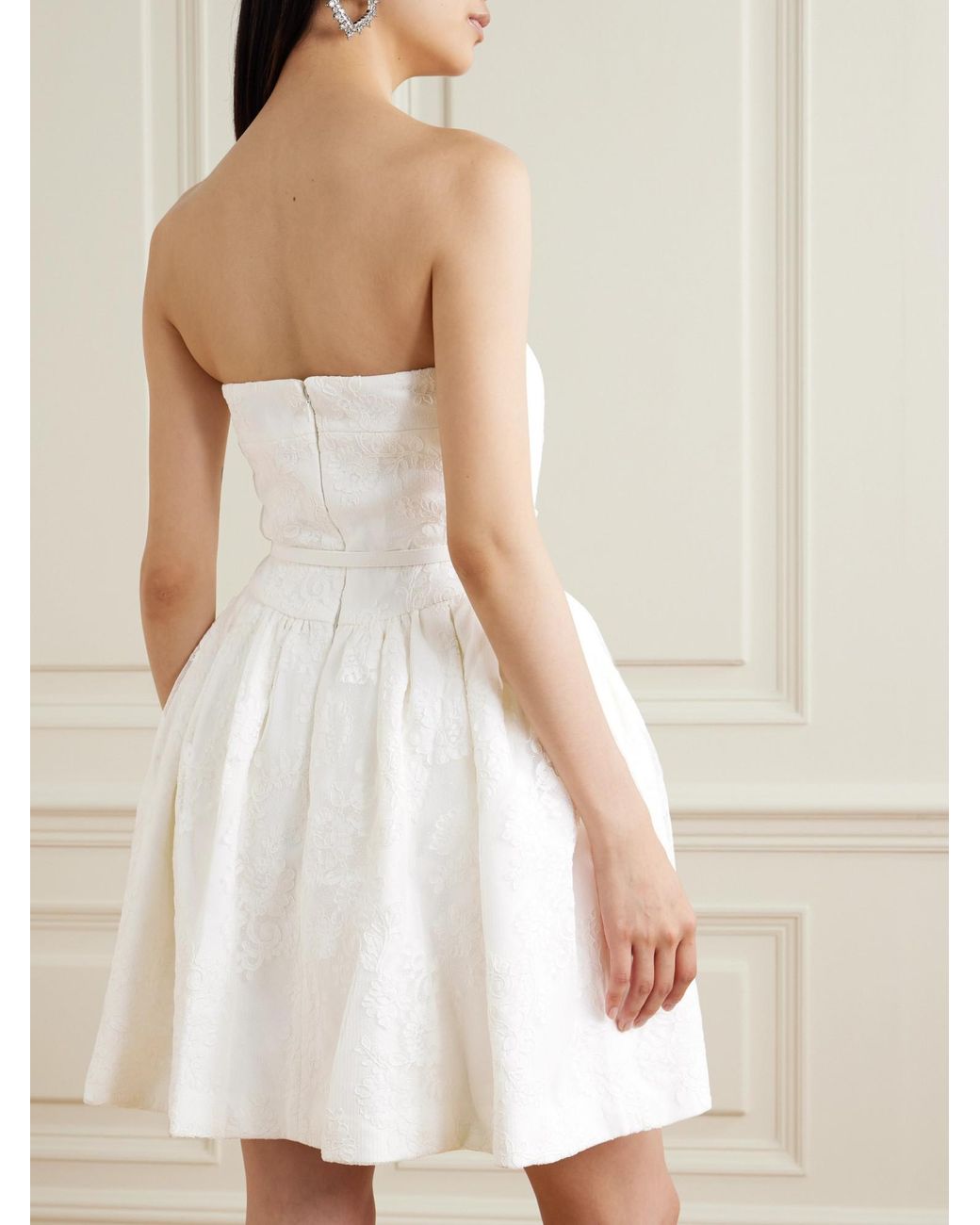 Self-Portrait White Bandeau-Style Lace Mini Dress