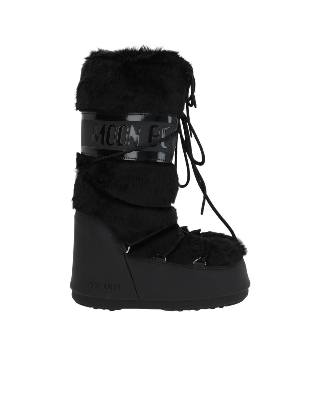 Moon Boot Black Faux Fur Lace-Up Boots for men