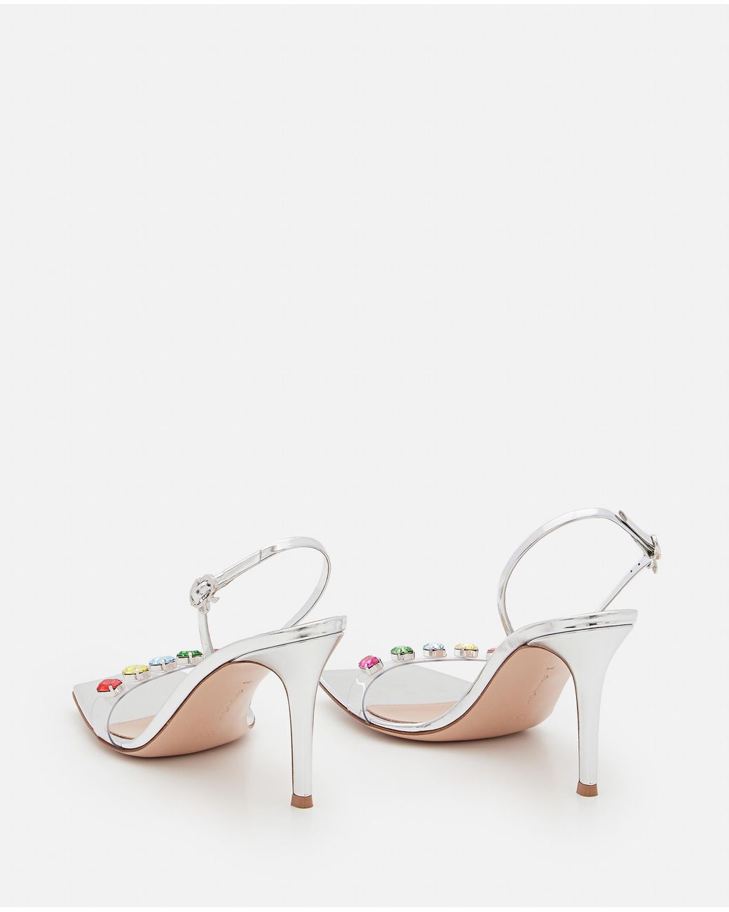 Gianvito Rossi Metallic Ribbon Square Toe Embellished Sandals