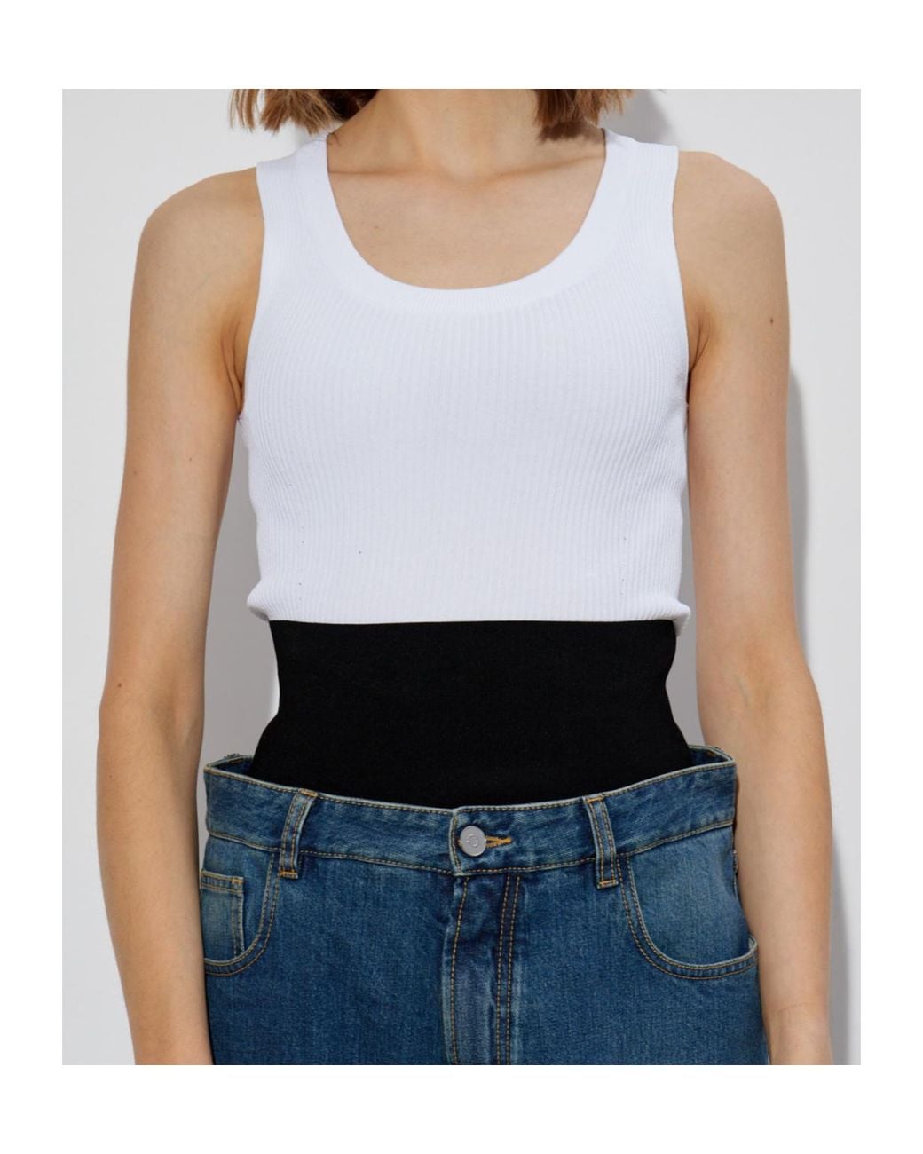 Alaïa White Alaïa Sleeveless Ribbed Knit Bodysuit