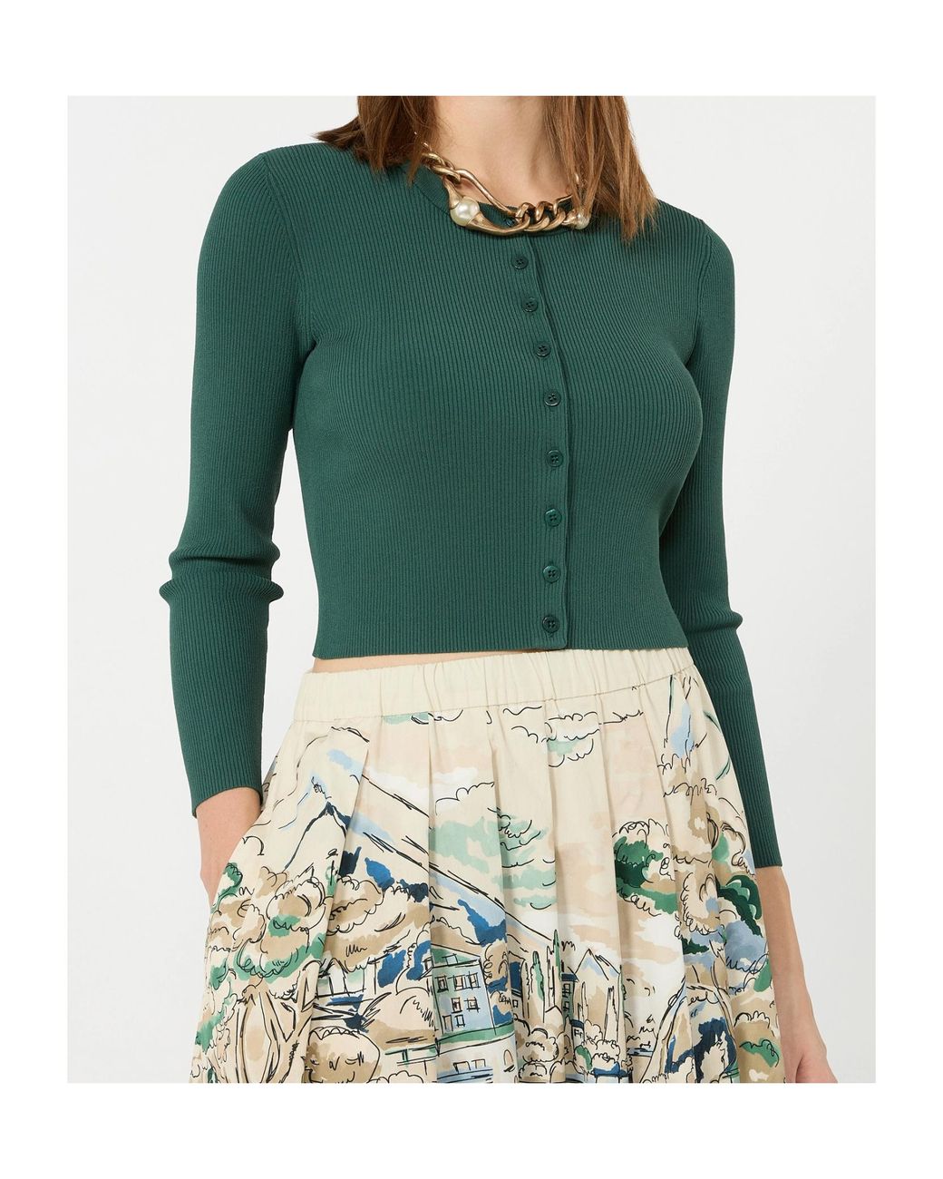 Weekend by Maxmara Green Wkdtennis Cropped Cardigan