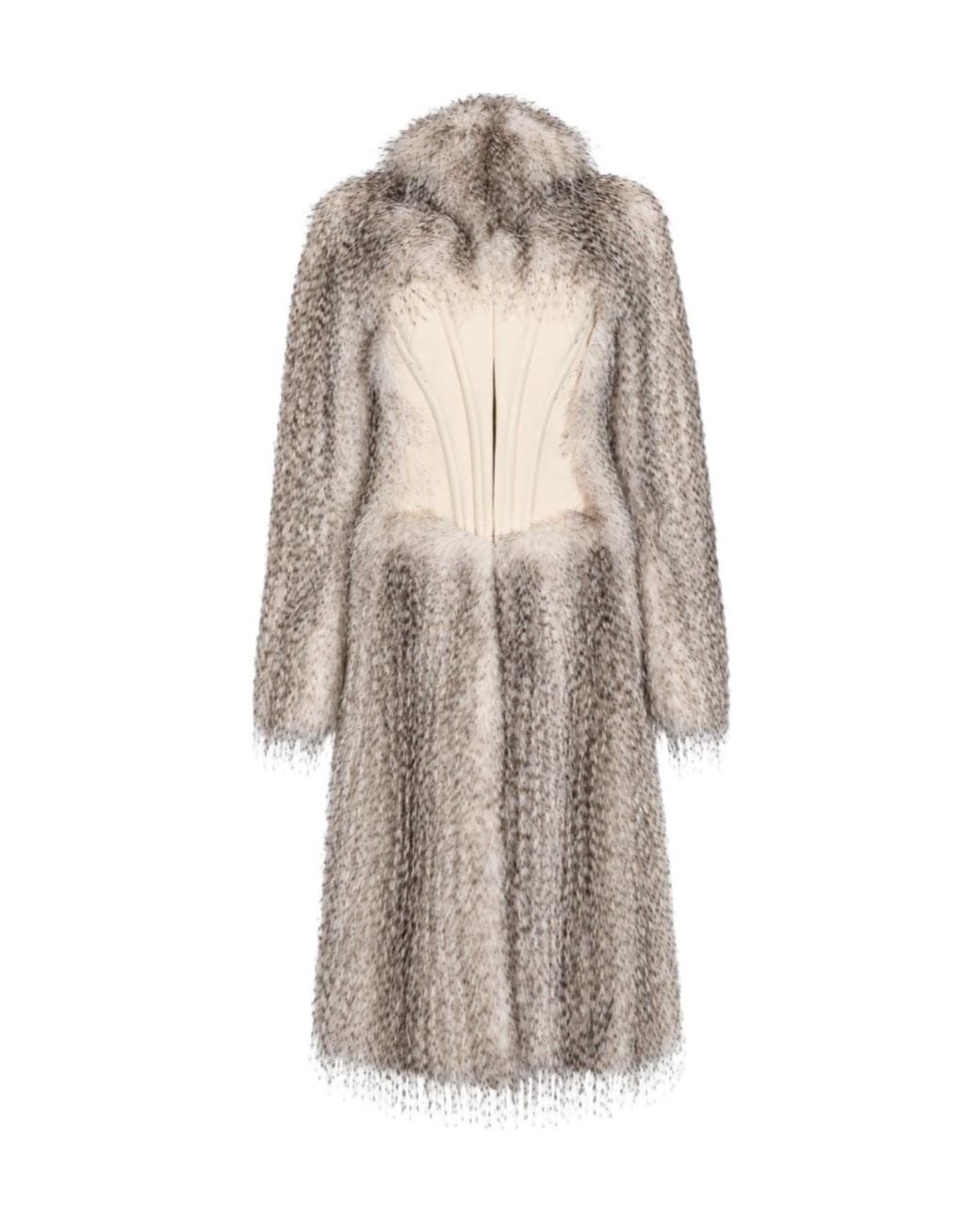 Elisabetta Franchi Natural Panelled Long Coat