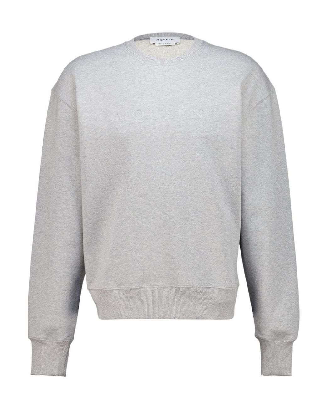McQueen Gray Embossed Logo Sweatshirt for men