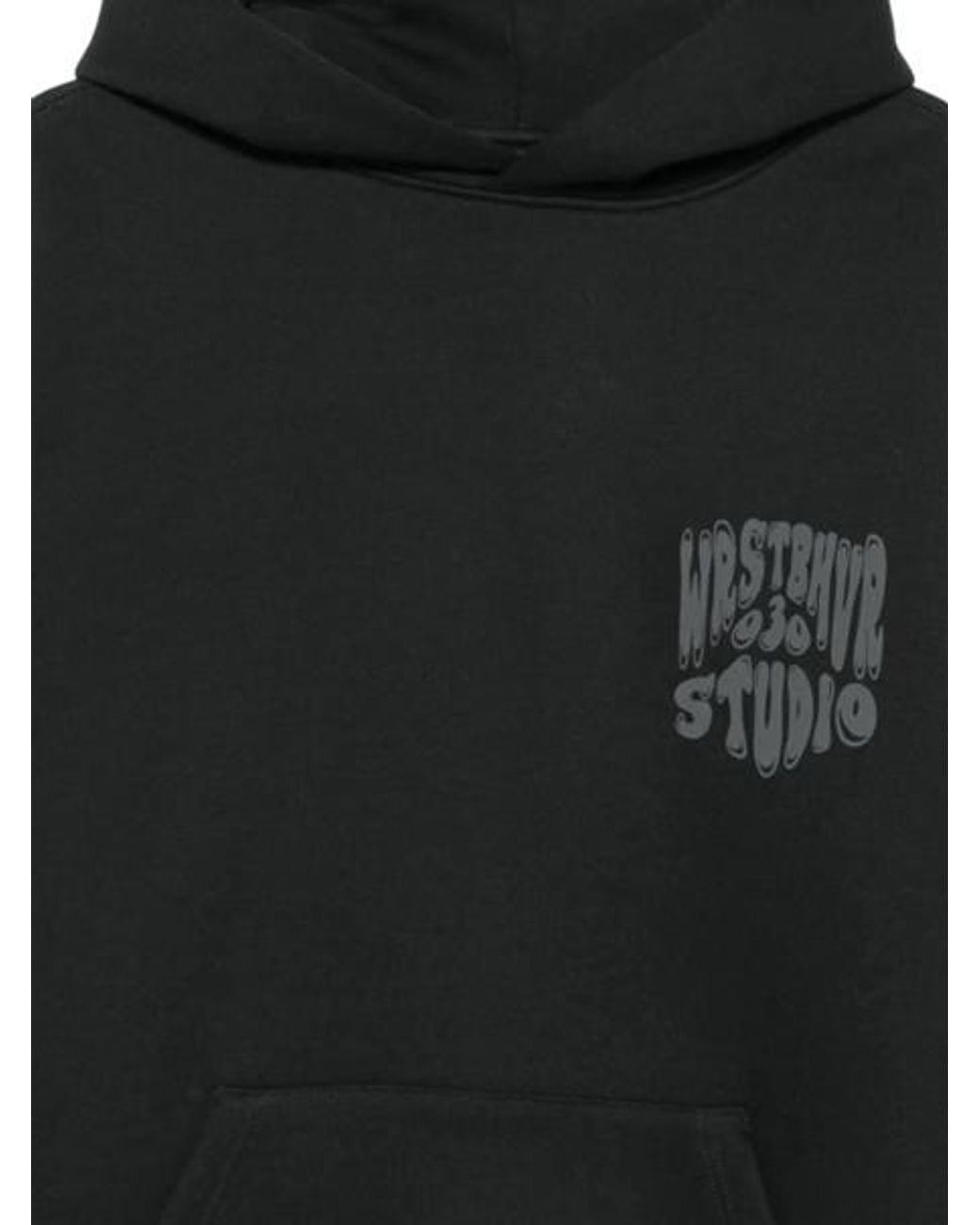 WRSTBHVR Black Logo-Print Pouch-Pocket Hoodie for men