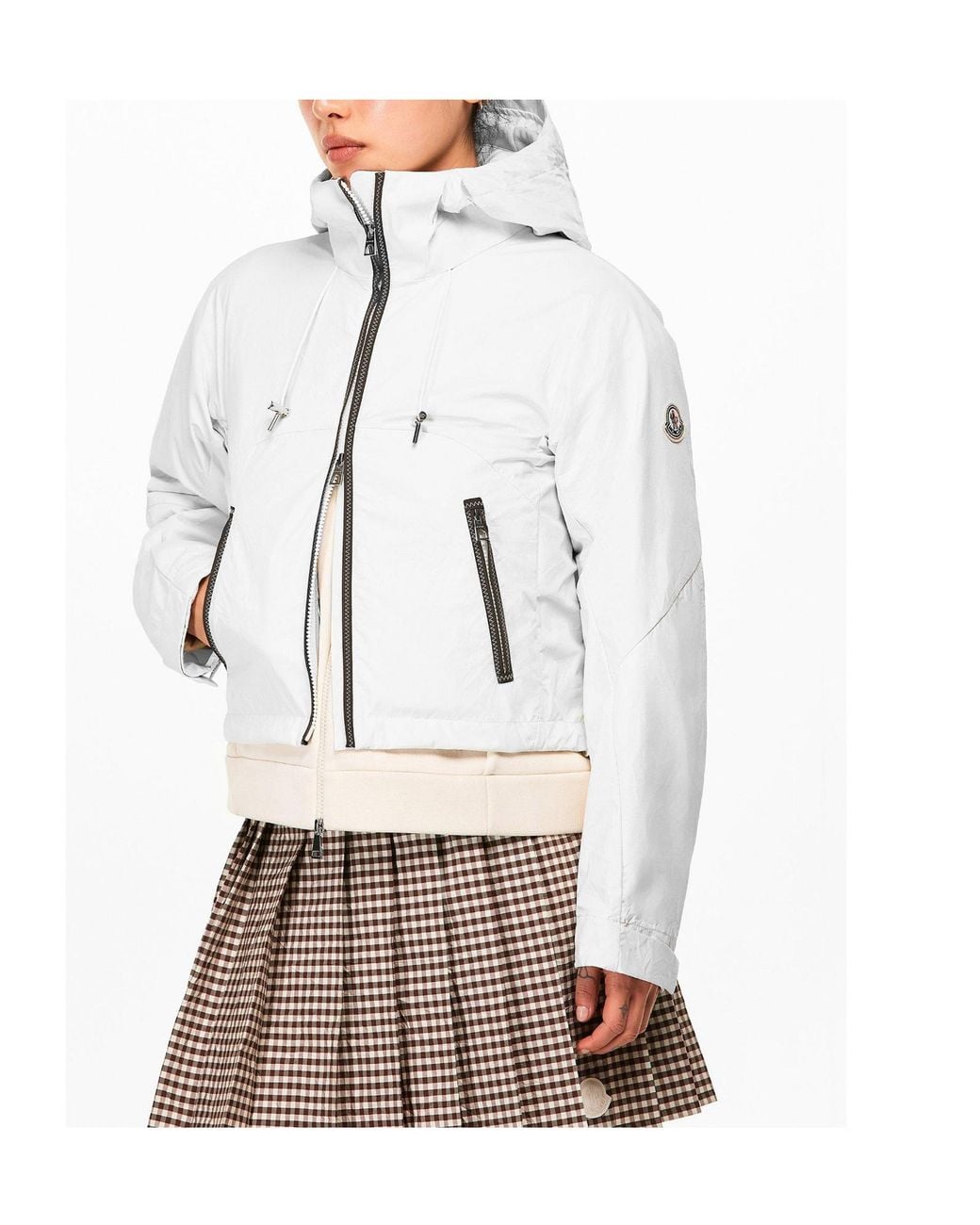 Moncler Gray Cropped Hooded Wind Jacket