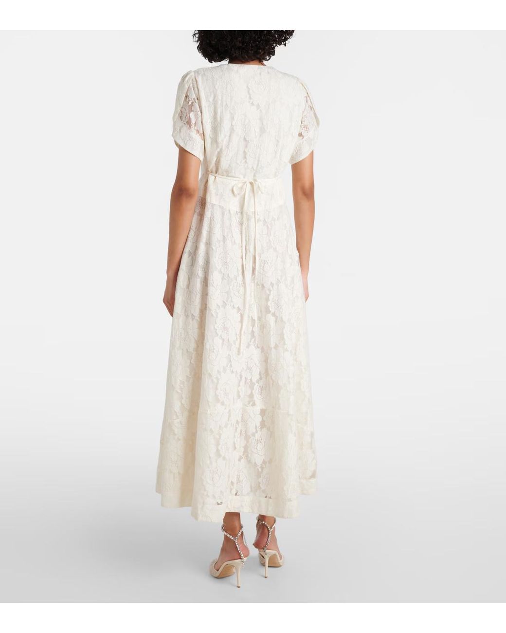 Rixo White Flower Embroidery Dress