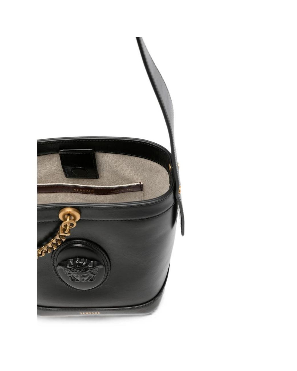 Versace White Pivot Mini Bucket Bag