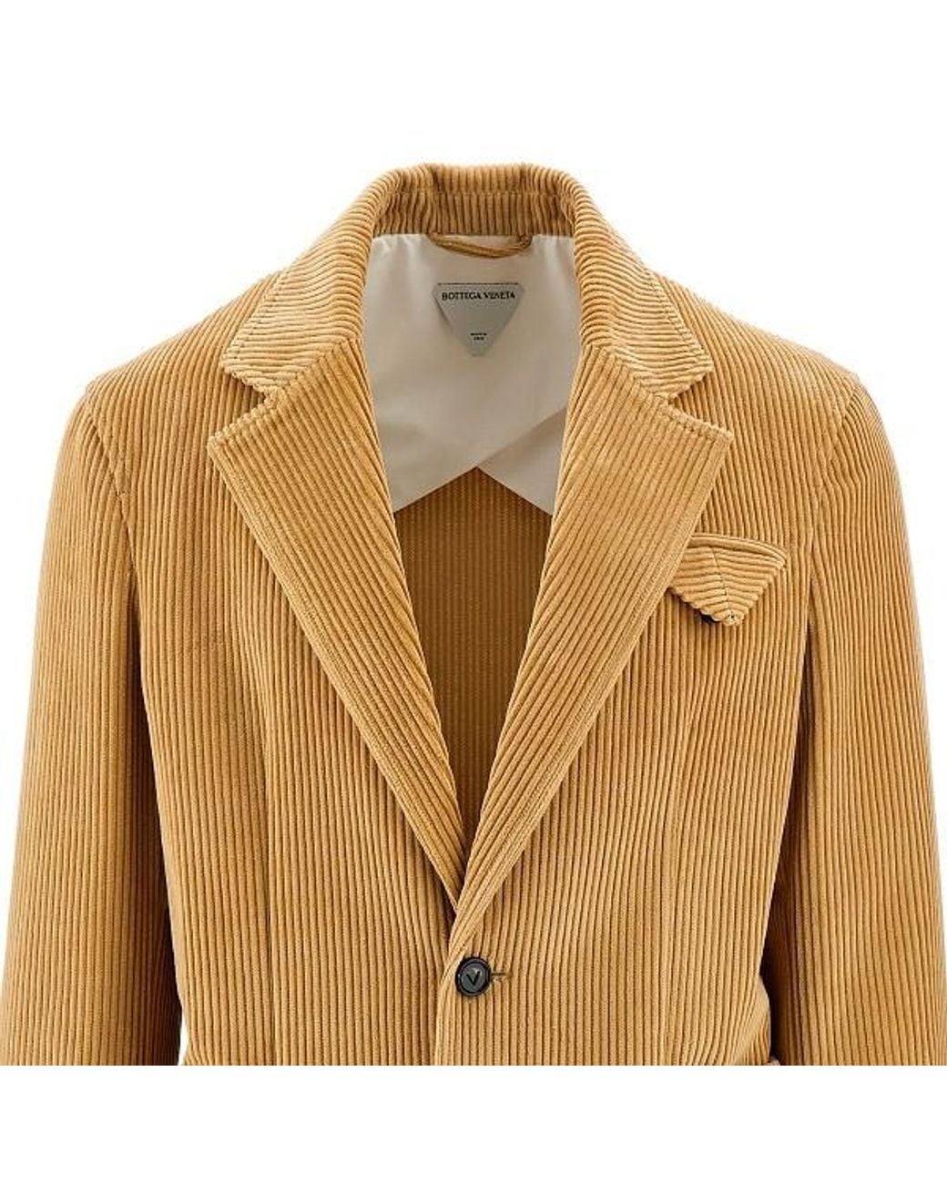 Bottega Veneta Natural Single Breasted Corduroy Jacket for men