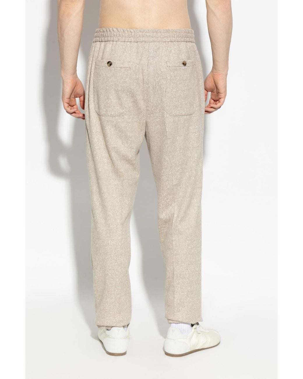Etro Natural Plaid Drawstring Pants for men