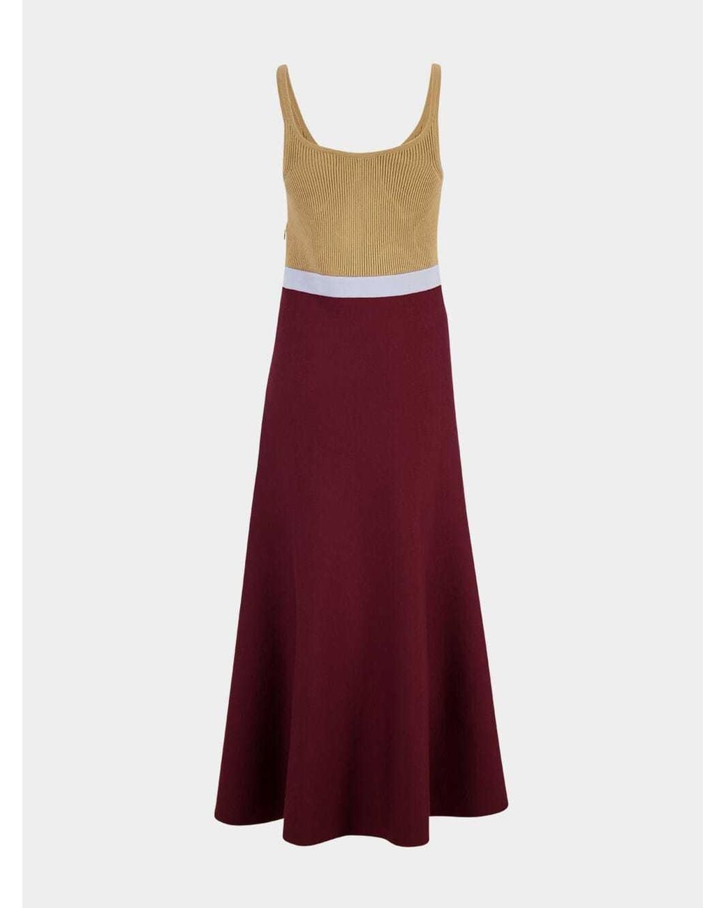 Gabriela Hearst Red Flaminius Ribbed-Knit Sleeveless Midi Dress