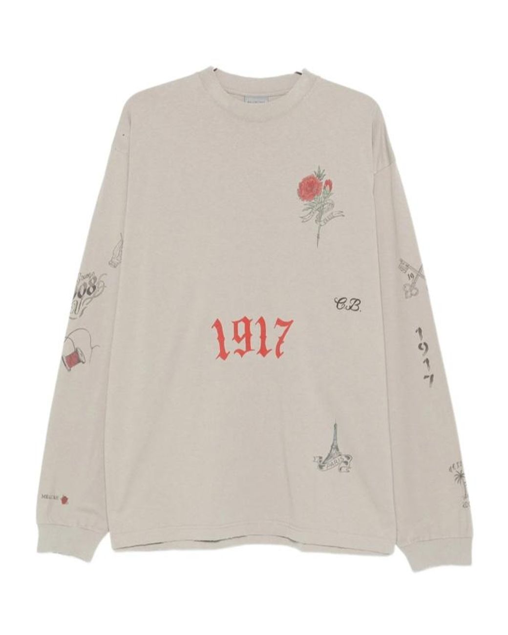 Balenciaga White Long-Sleeved T-Shirt for men
