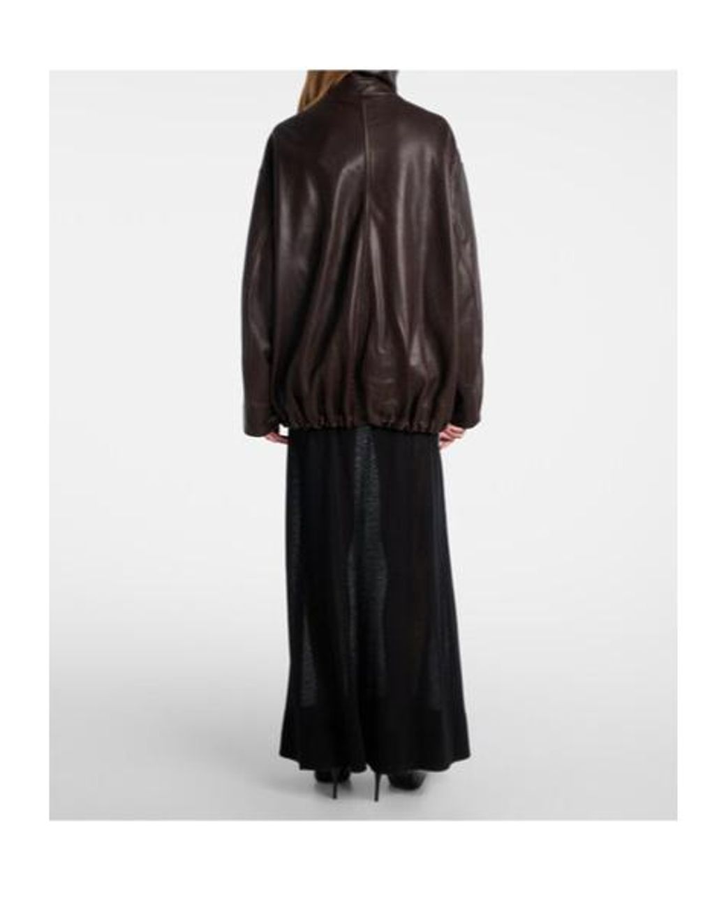 Nour Hammour Brown Elisse Leather Bomber Jacket